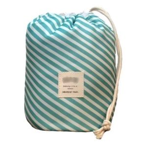 Lite blue Striped Two piece cosmetic travel bag